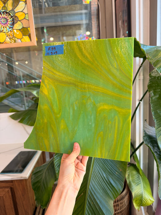 Avocado Opal Wissmach Fusible 96 COE (WI 96 270L) Fusible Sheet Glass Wissmach Glass 11.5x9in (WM-49270317)