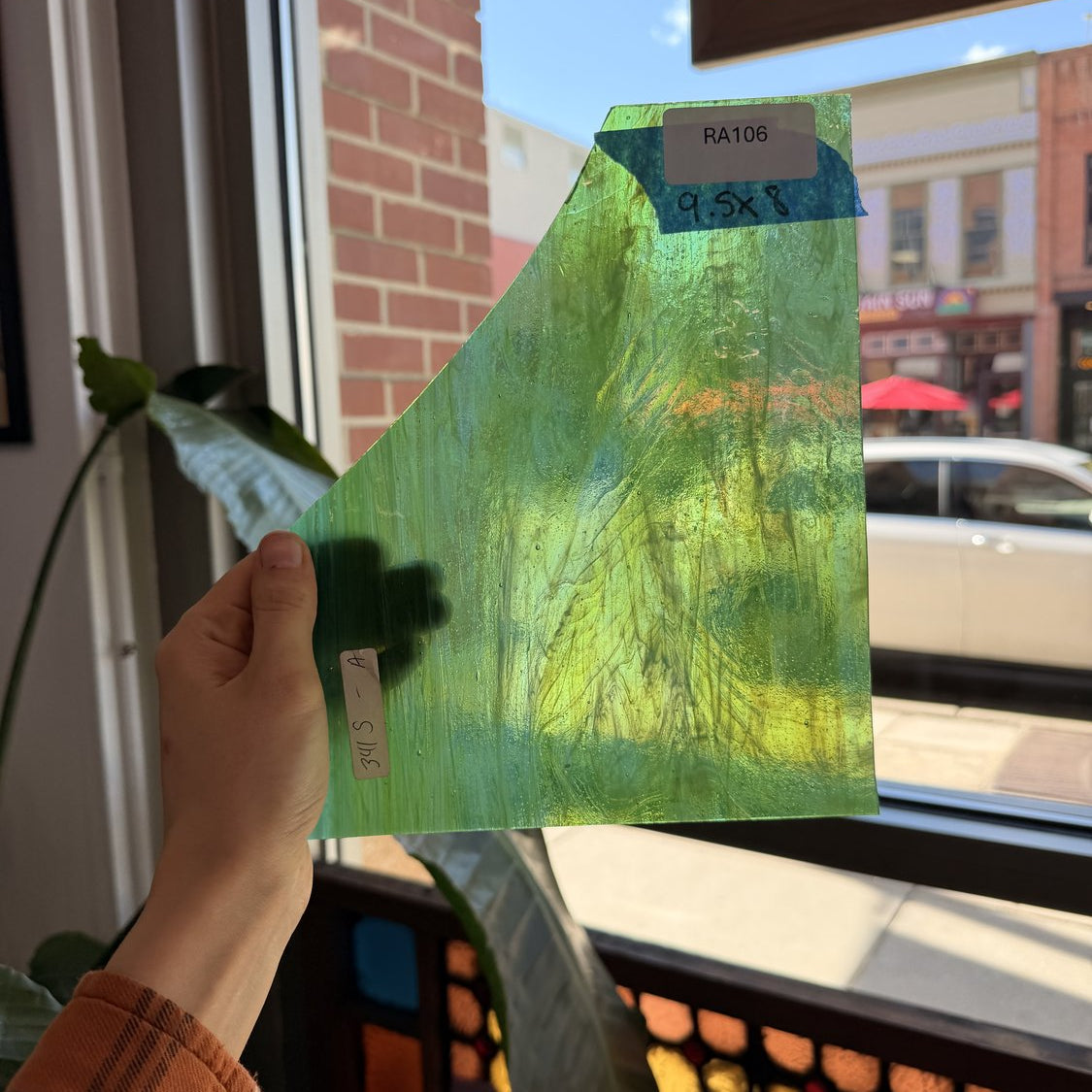 Vintage Green Wispy Armstrong Sheet Glass Armstrong Glass