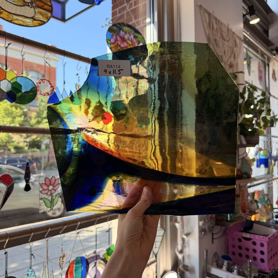 Rainbow Mouthblown Lamberts Sheet Glass