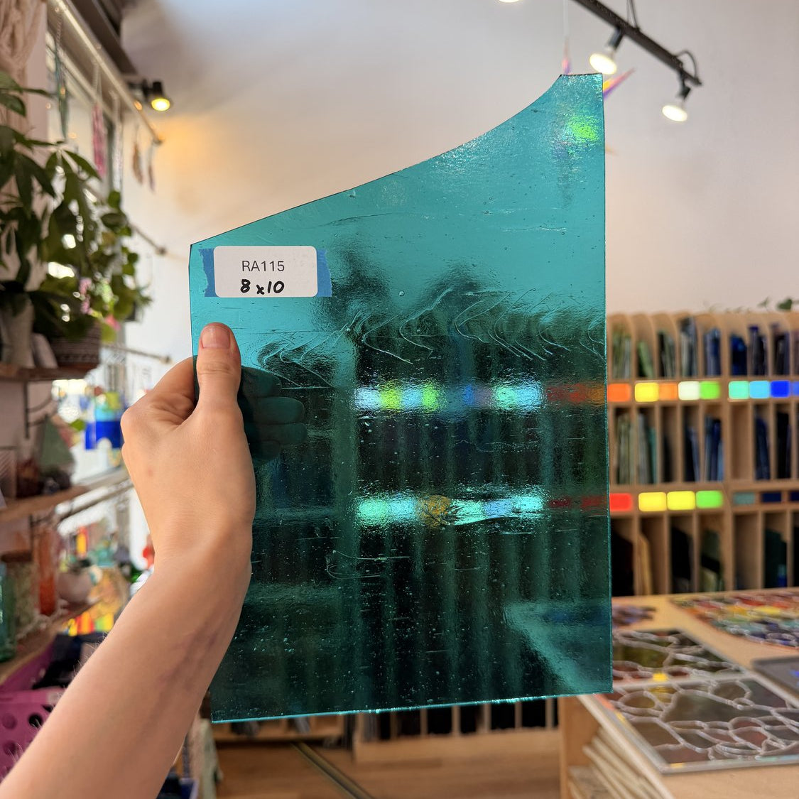 Transparent Teal Blue Kokomo Sheet Glass