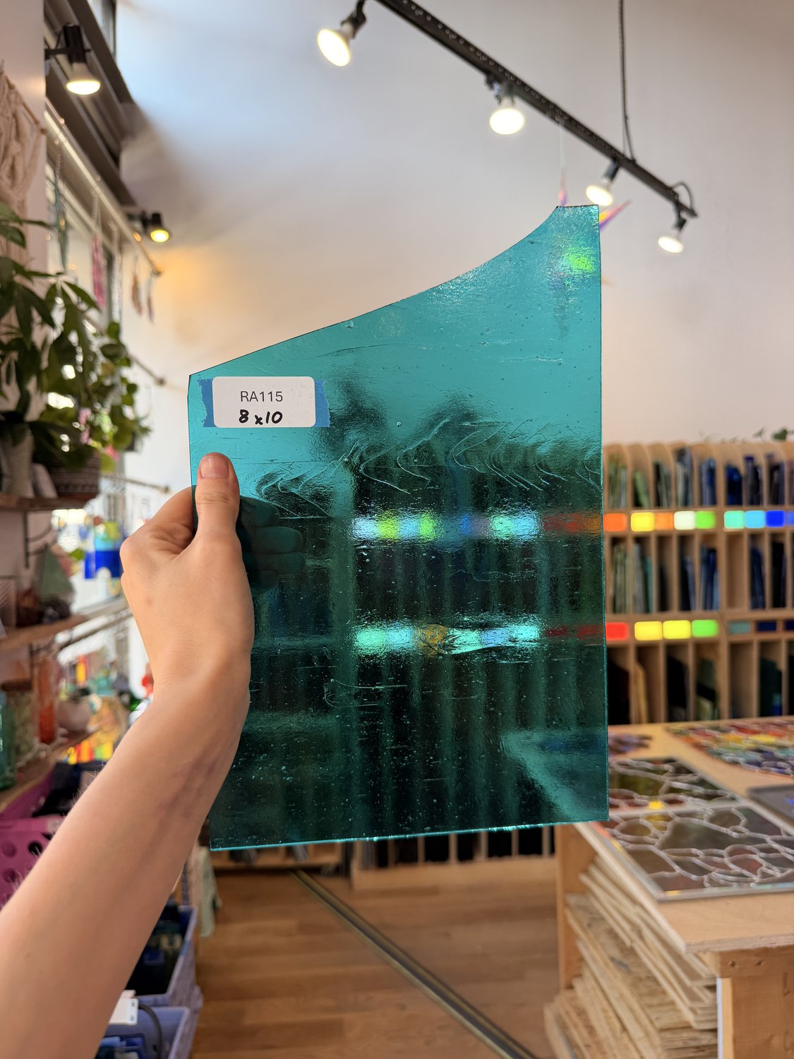Transparent Teal Blue Kokomo Sheet Glass