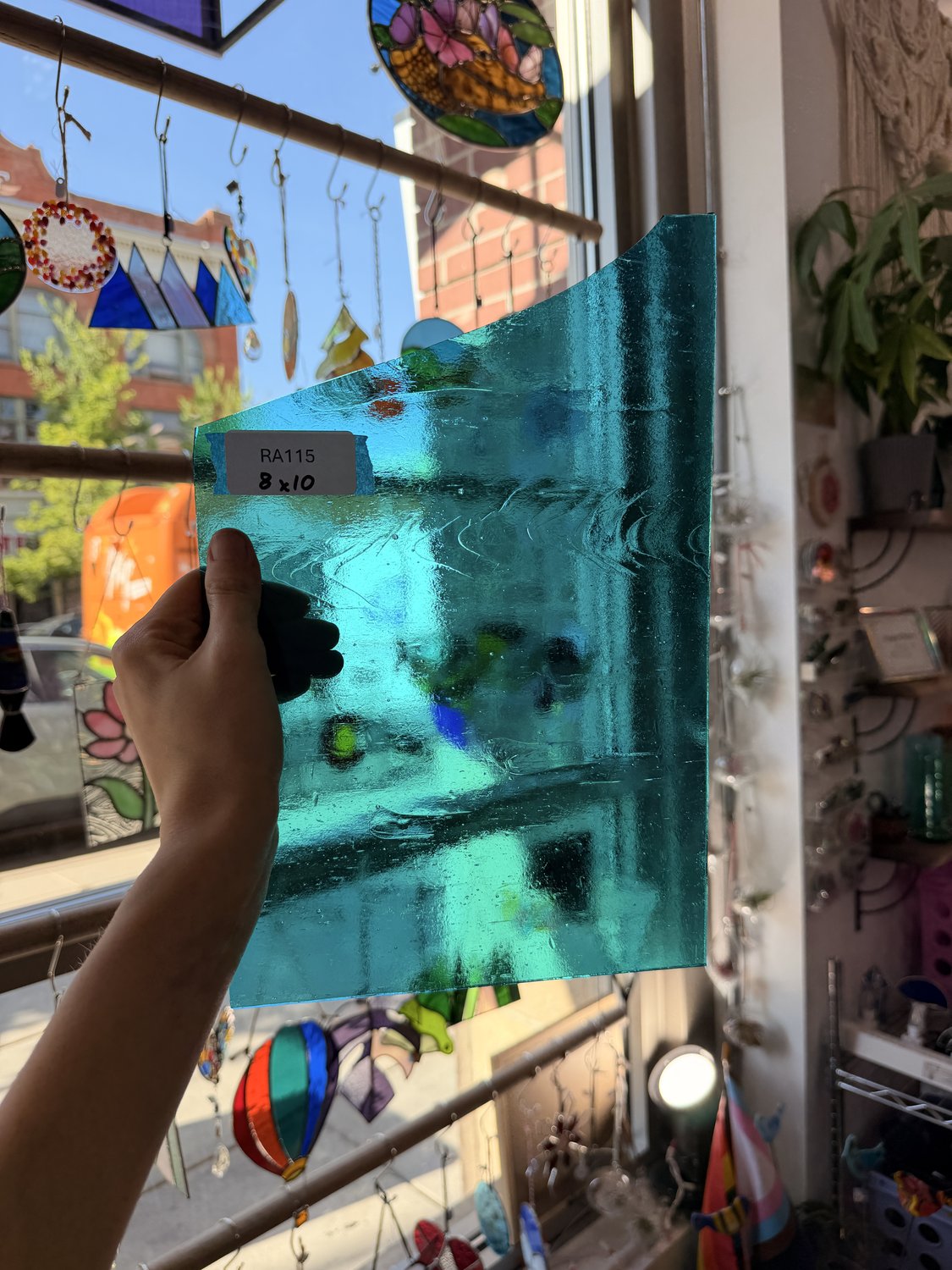 Transparent Teal Blue Kokomo Sheet Glass