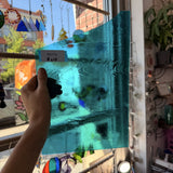 Transparent Teal Blue Kokomo Sheet Glass