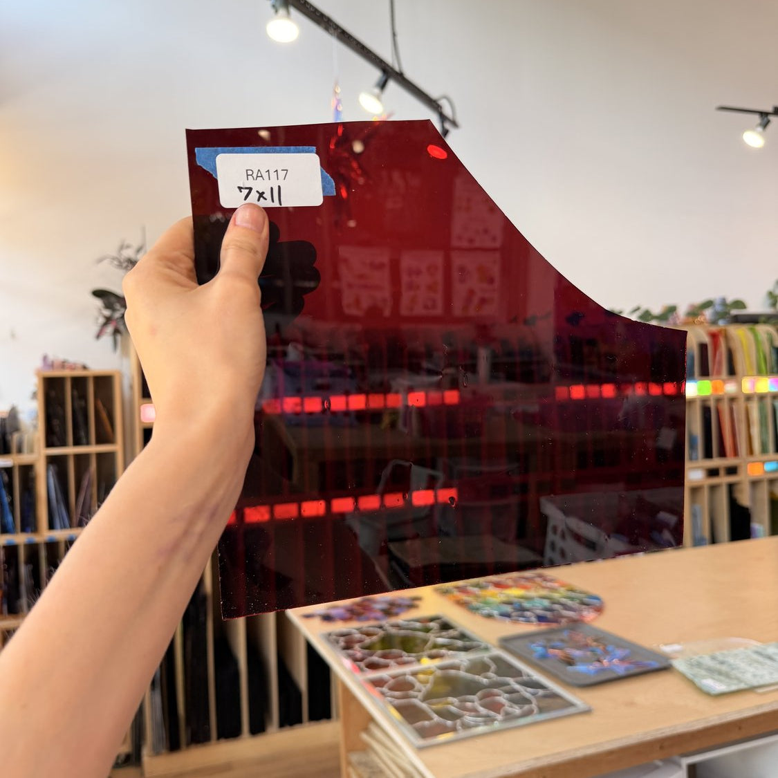 Dark Red GNA Vintage Mouthblown Sheet Glass