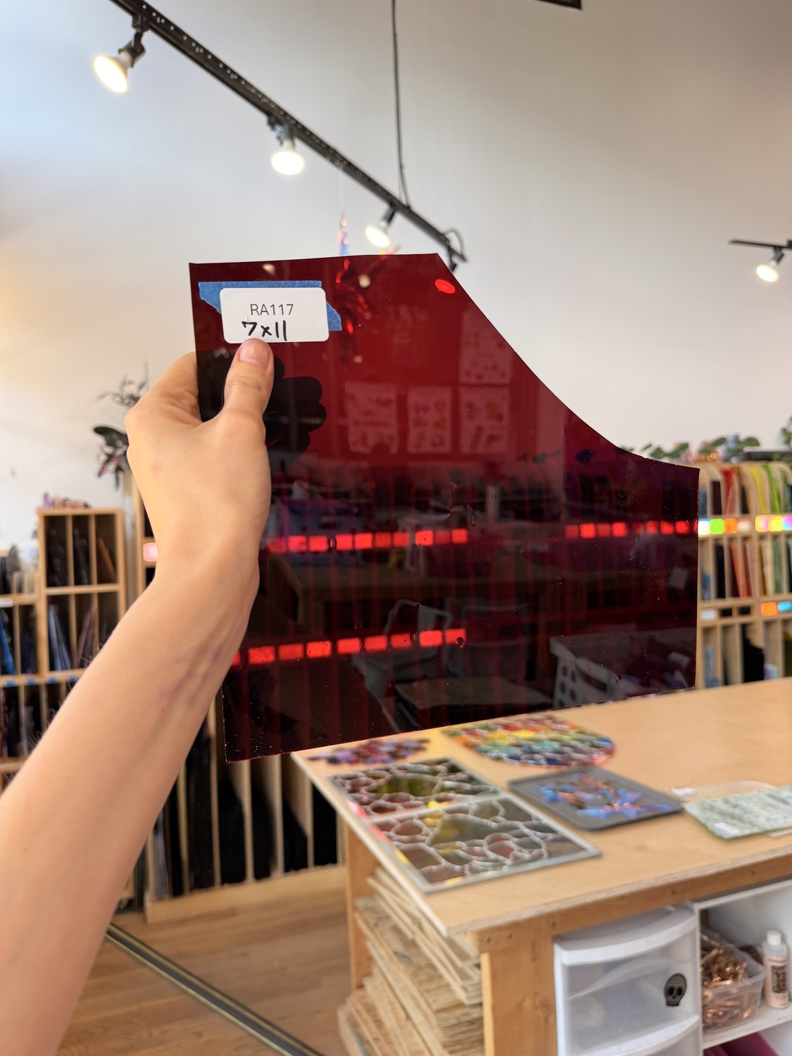 Dark Red GNA Vintage Mouthblown Sheet Glass