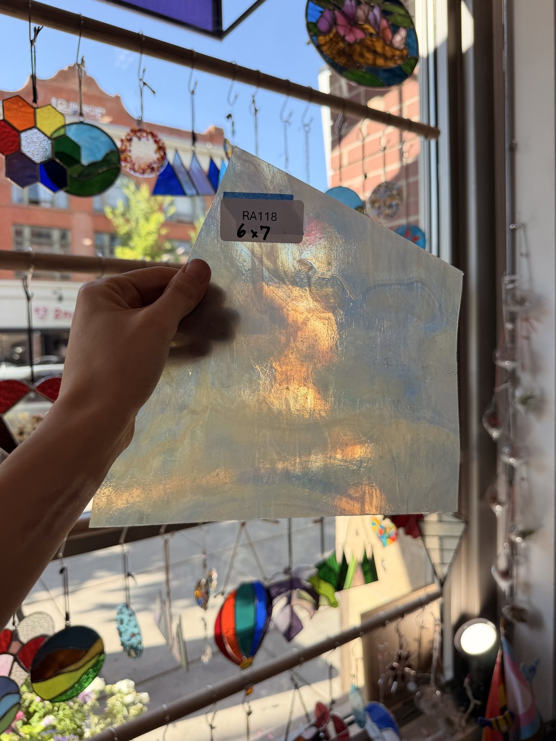 Blue Tan Wispy Kokomo Sheet Glass