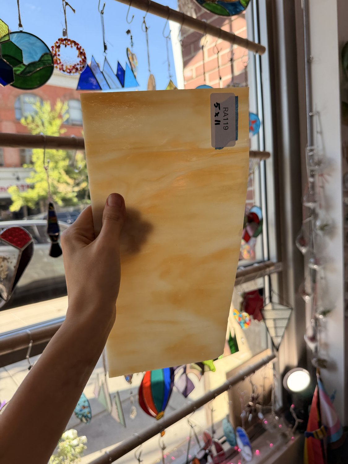 Dark Amber Wispy Opal Sheet Glass