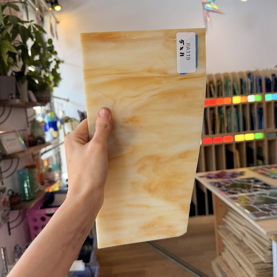 Dark Amber Wispy Opal Sheet Glass