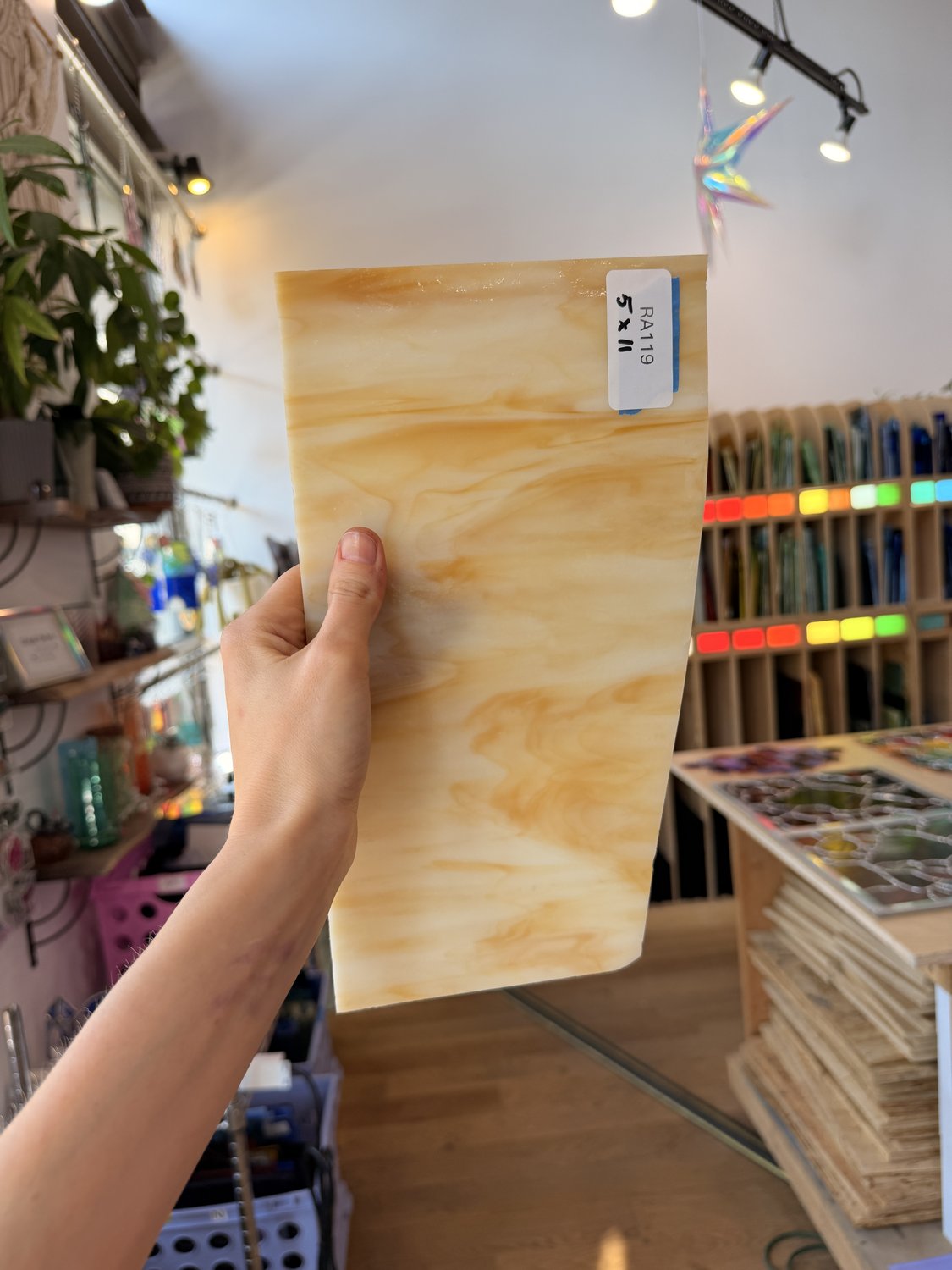 Dark Amber Wispy Opal Sheet Glass