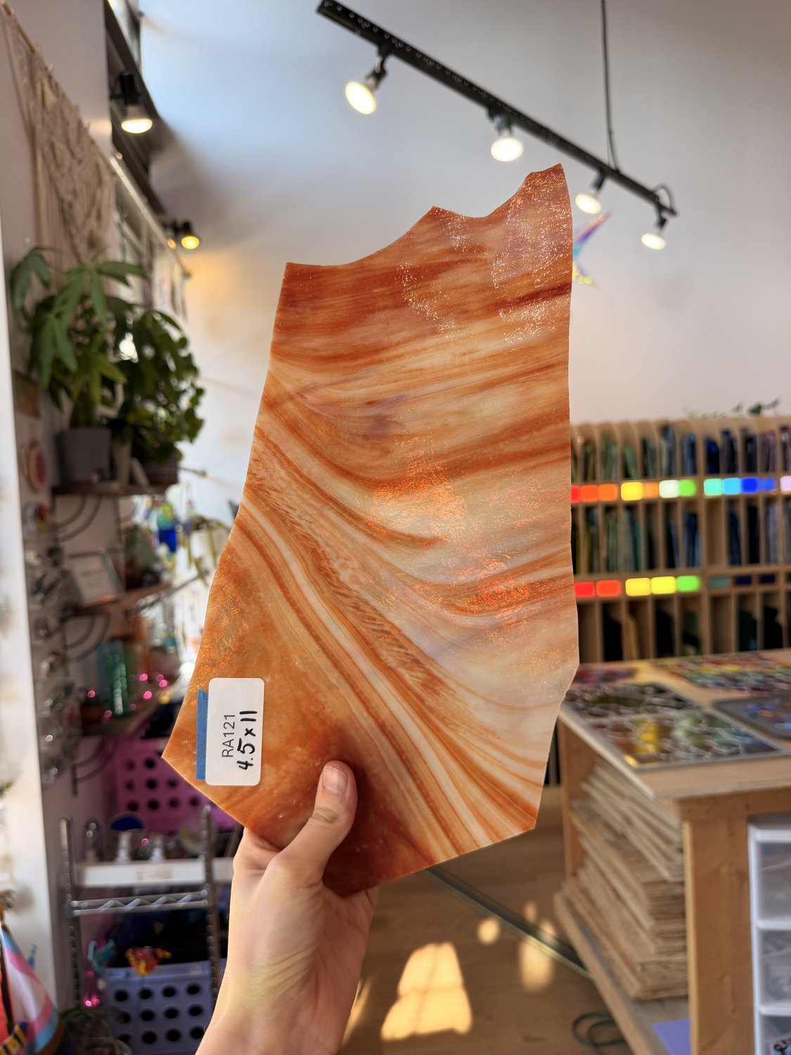 Red White Mixed Wispy Sheet Glass