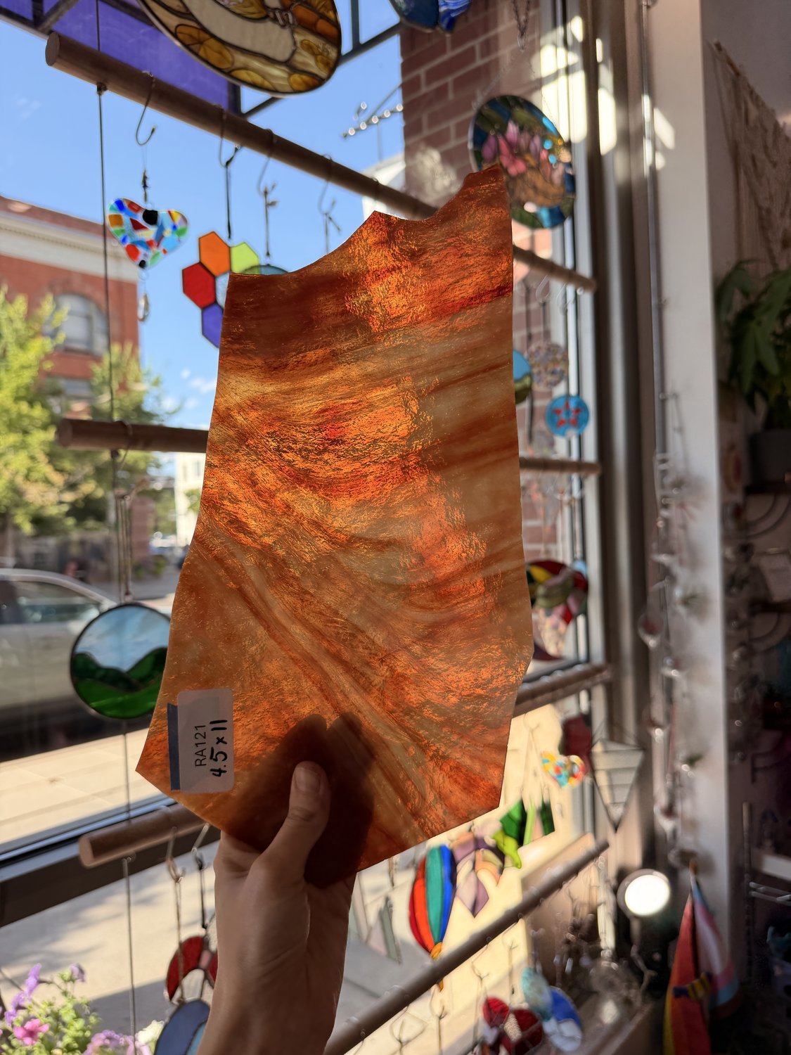 Red White Mixed Wispy Sheet Glass