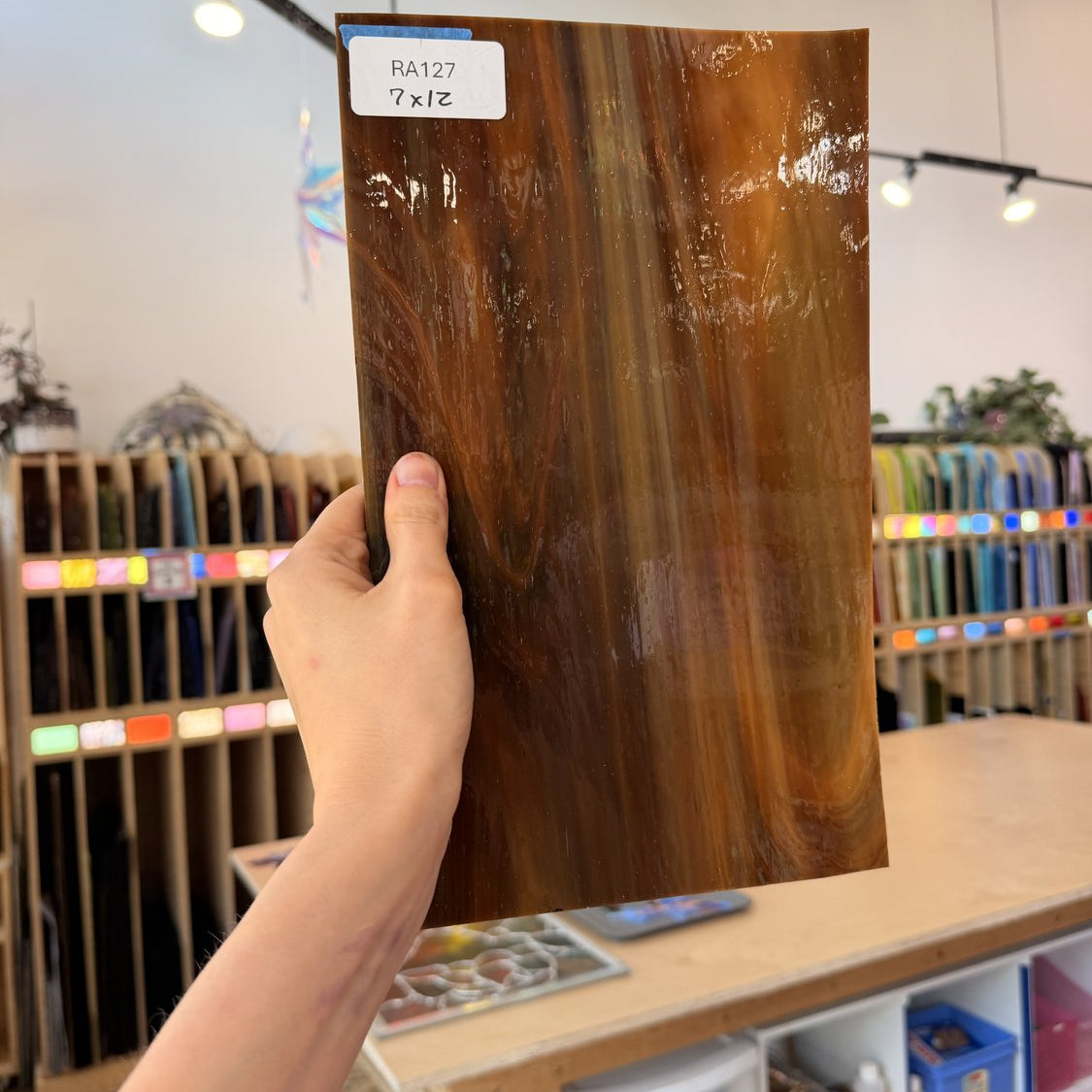 Vintage Brown White Wispy Spectrum Sheet Glass