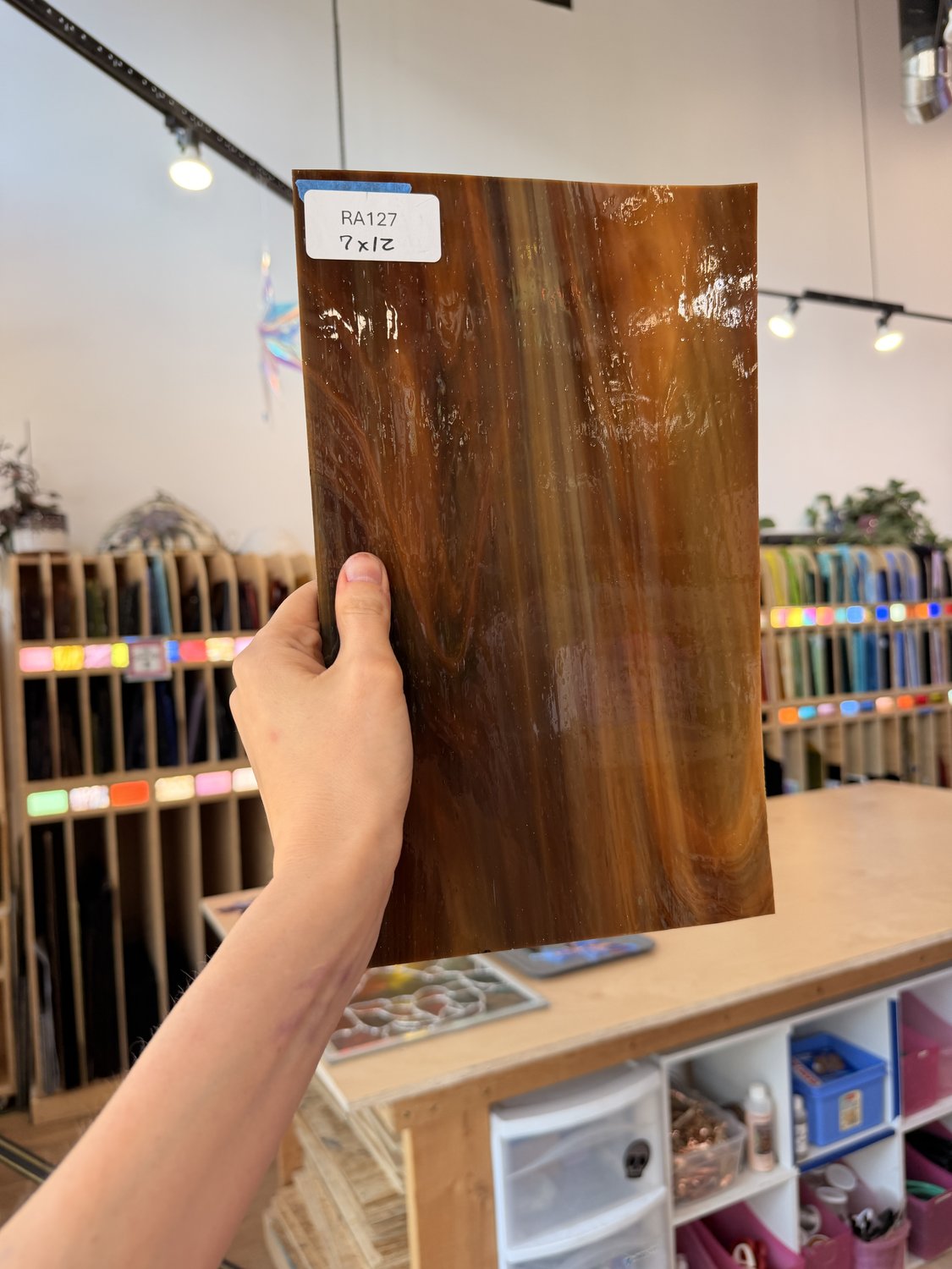 Vintage Brown White Wispy Spectrum Sheet Glass