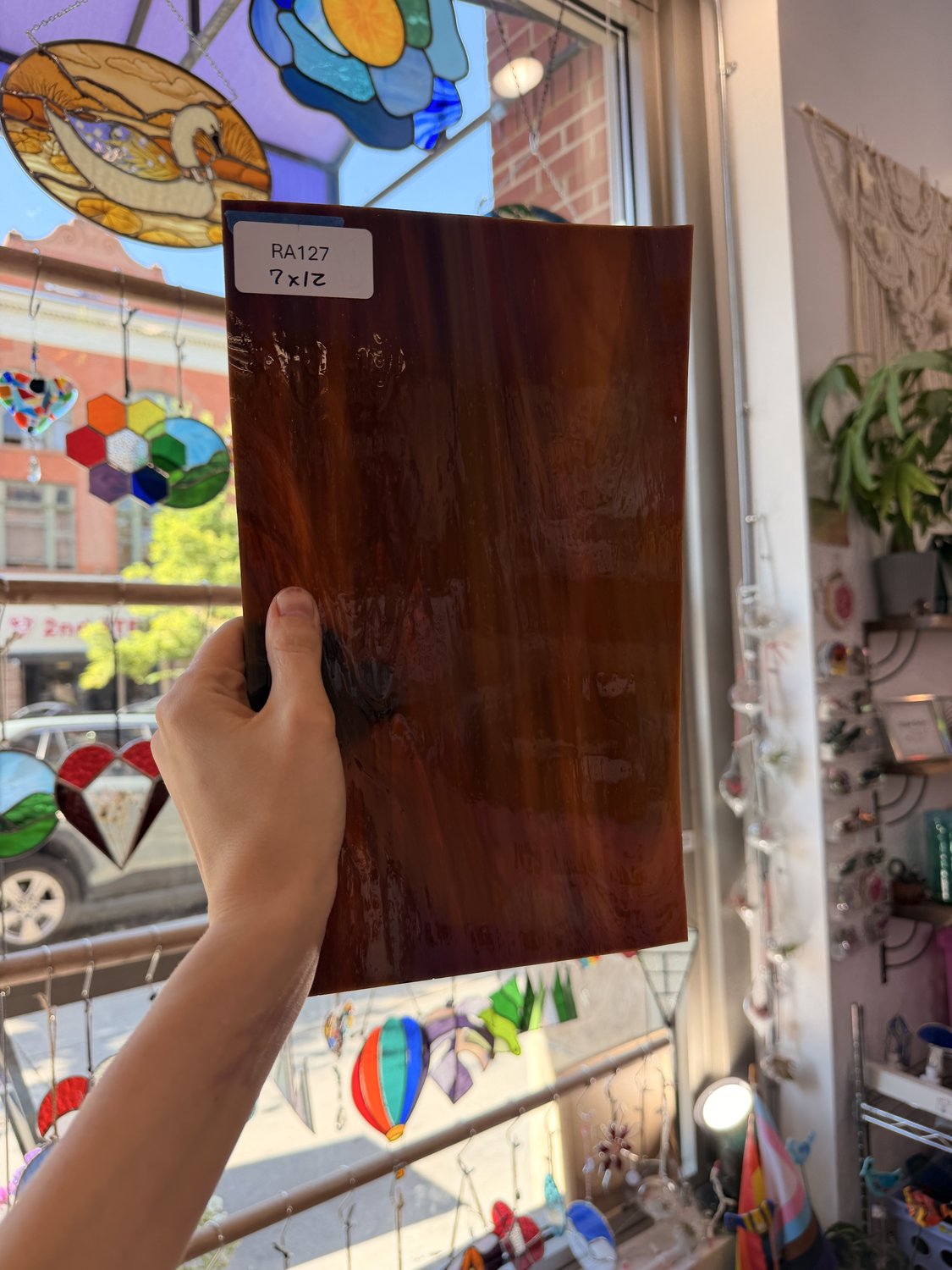 Vintage Brown White Wispy Spectrum Sheet Glass