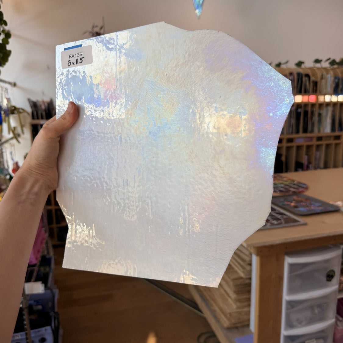 White Iridescent Luminescent Wissmach Sheet Glass
