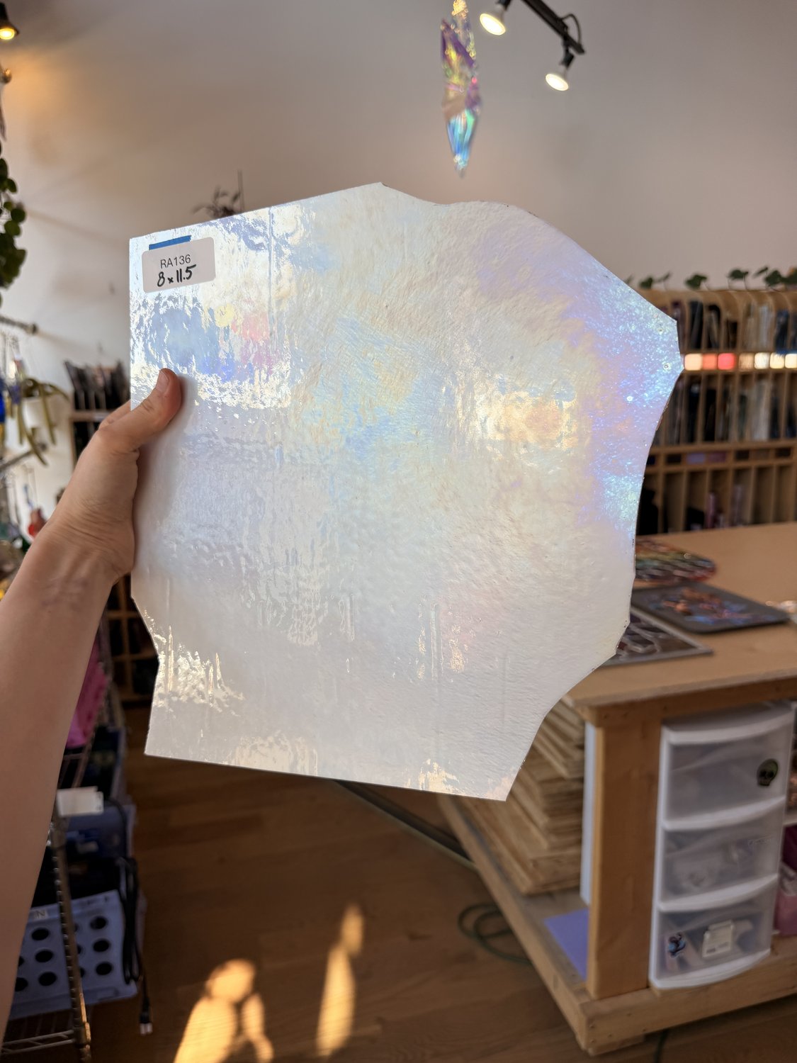 White Iridescent Luminescent Wissmach Sheet Glass