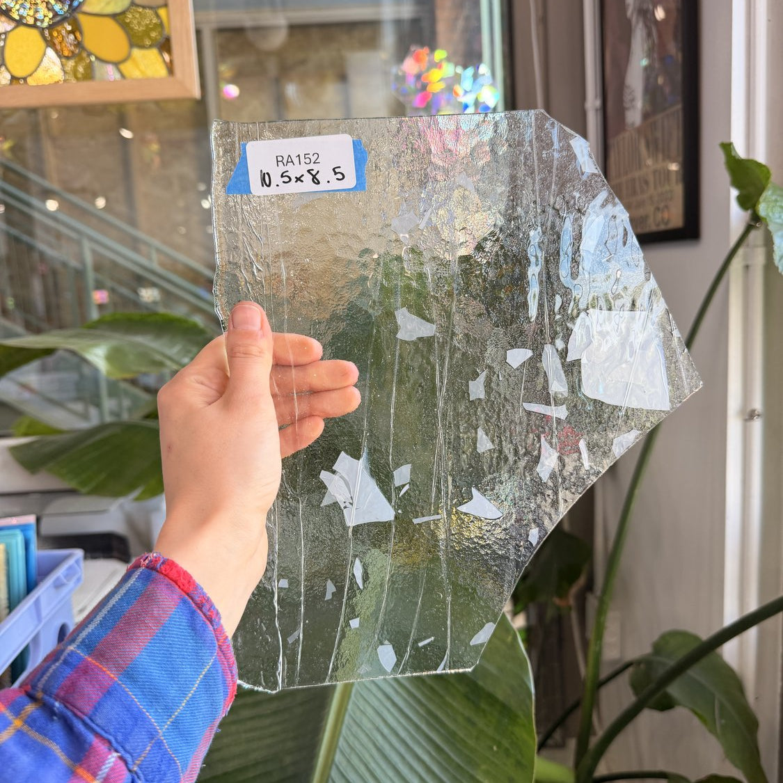 White Fracture and Clear Bullseye Fusible Sheet Glass Bullseye Glass