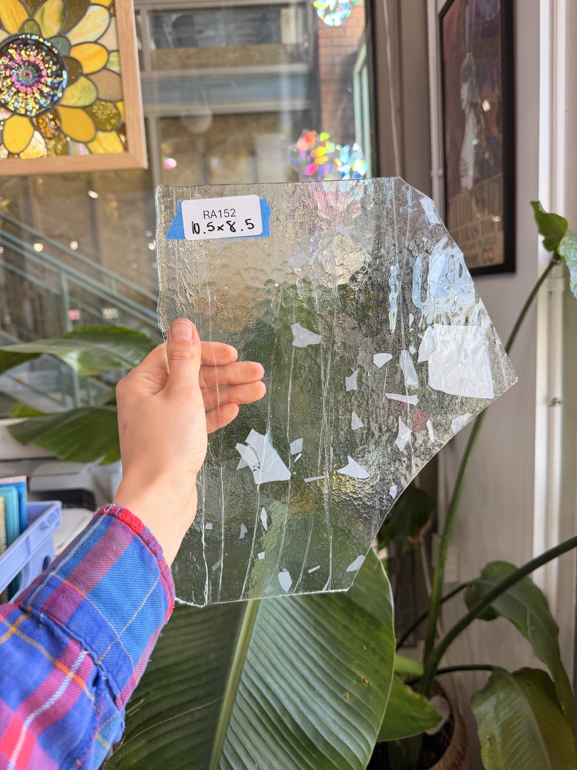 White Fracture and Clear Bullseye Fusible Sheet Glass Bullseye Glass
