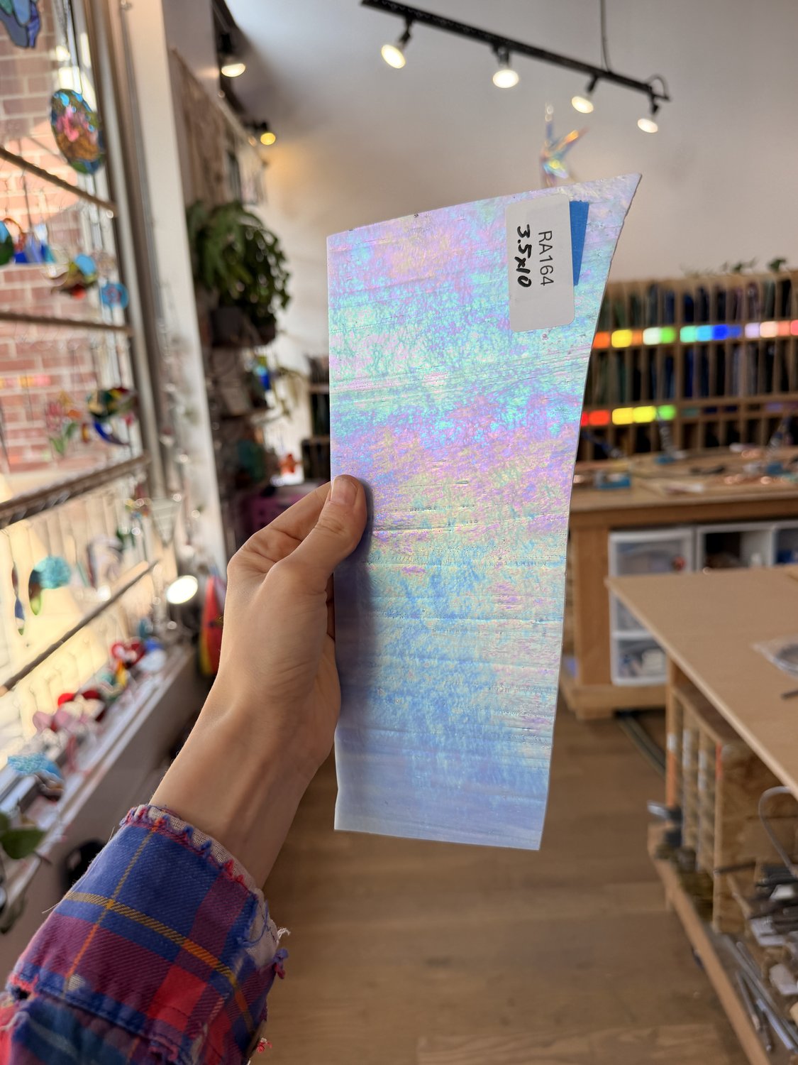 Light Blue Opal Iridescent Wissmach Sheet Glass