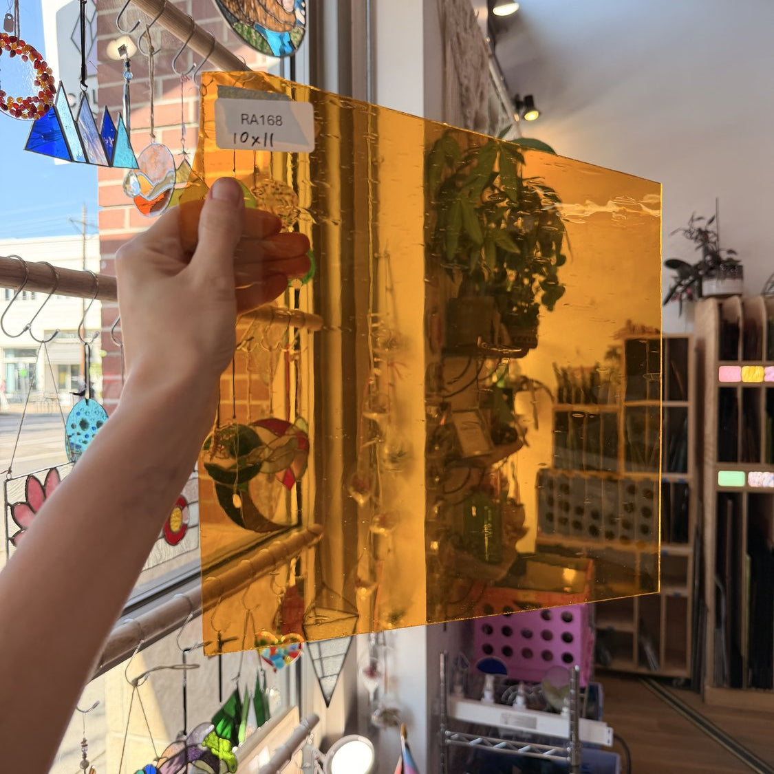 Marigold Transparent Mouthblown Flash (on clear) Krosnos Sheet Glass
