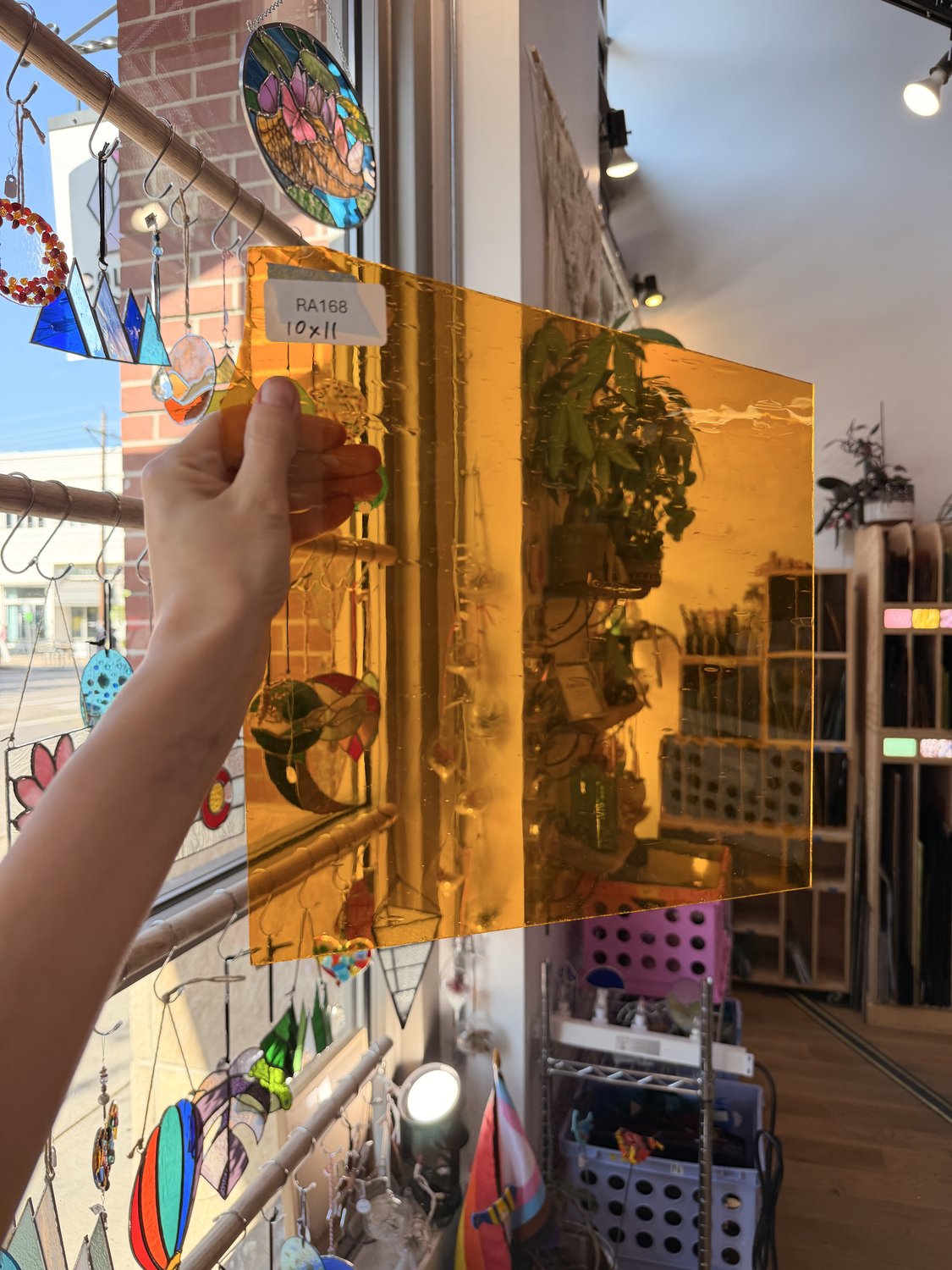 Marigold Transparent Mouthblown Flash (on clear) Krosnos Sheet Glass