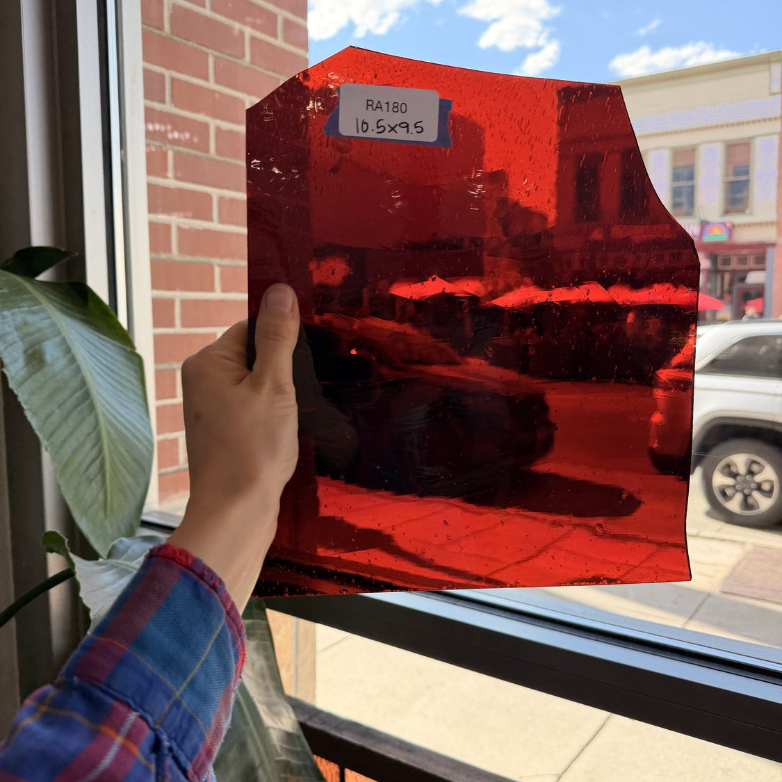 Red Transparent Mouthblown Antique Sheet Glass Mouth Blown Glass
