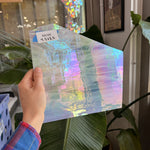 White Wispy Vintage Iridescent Spectrum Sheet Glass Spectrum Glass RA186 (9.5x8.5in)