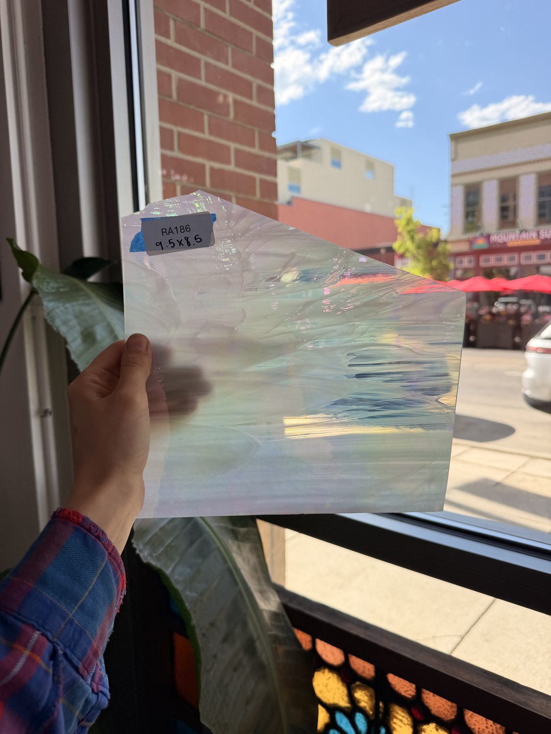 White Wispy Vintage Iridescent Spectrum Sheet Glass Spectrum Glass