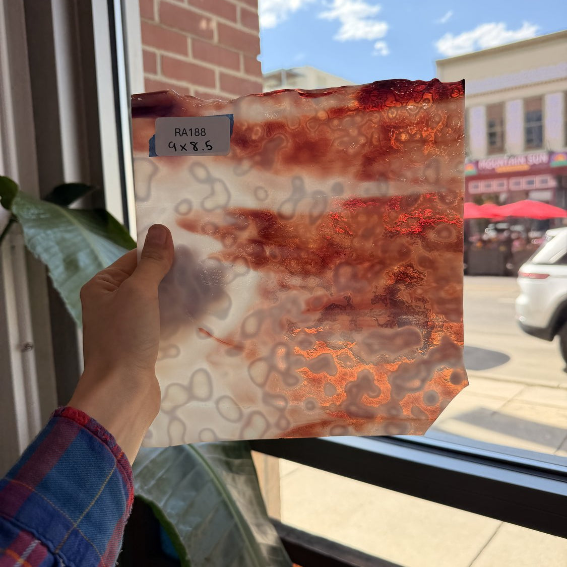 Red White Mottled Sheet Glass Colorado Glassworks