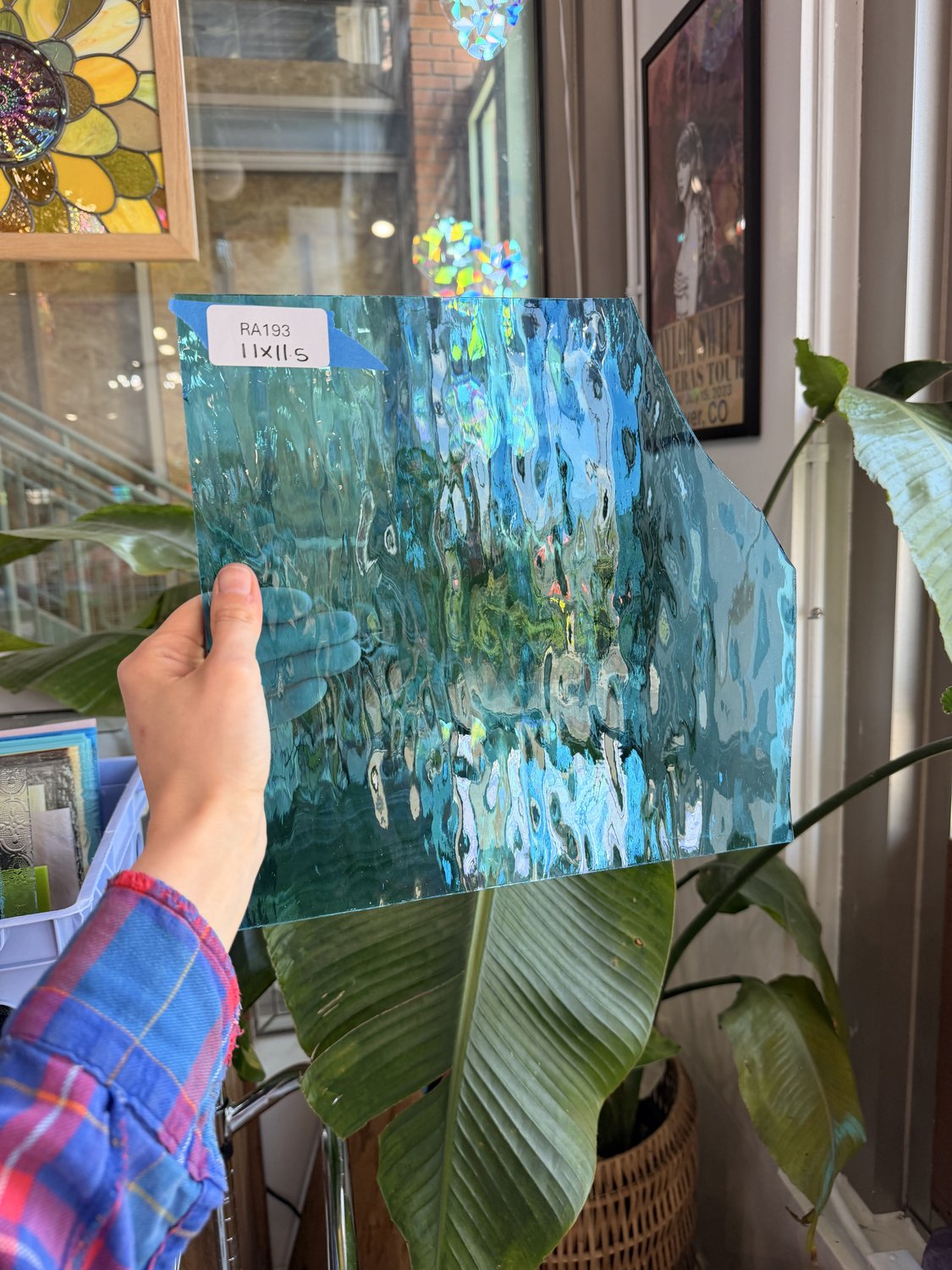 Sky Blue Waterglass Sheet Glass Colorado Glassworks RA193 (11x11.5in)