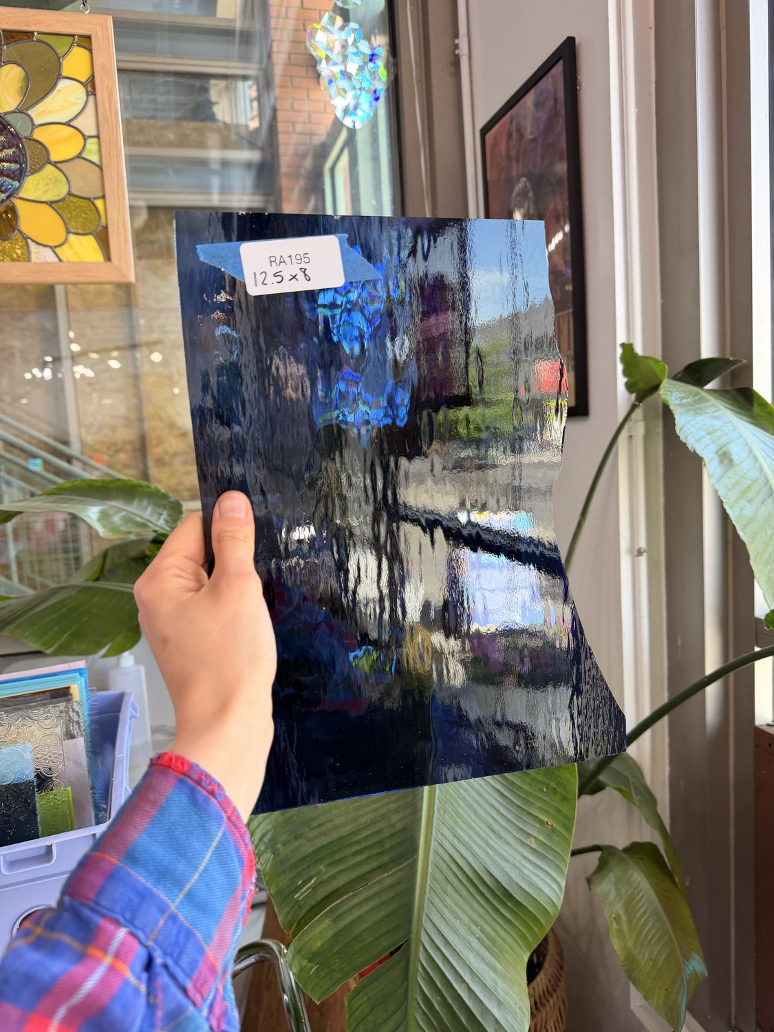 Medium Blue Waterglass Sheet Glass Colorado Glassworks RA195 (12.5x8in)