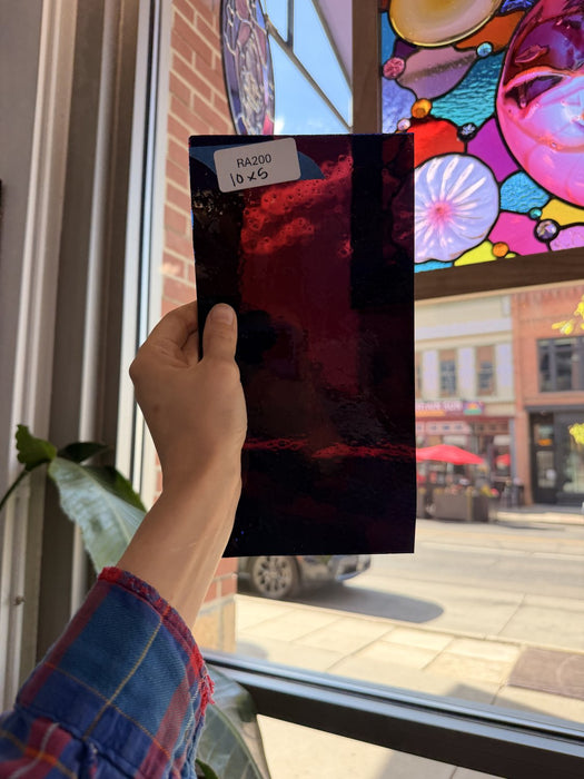 Mouthblown Red on Blue (Purple) Sheet Glass Mouth Blown Glass