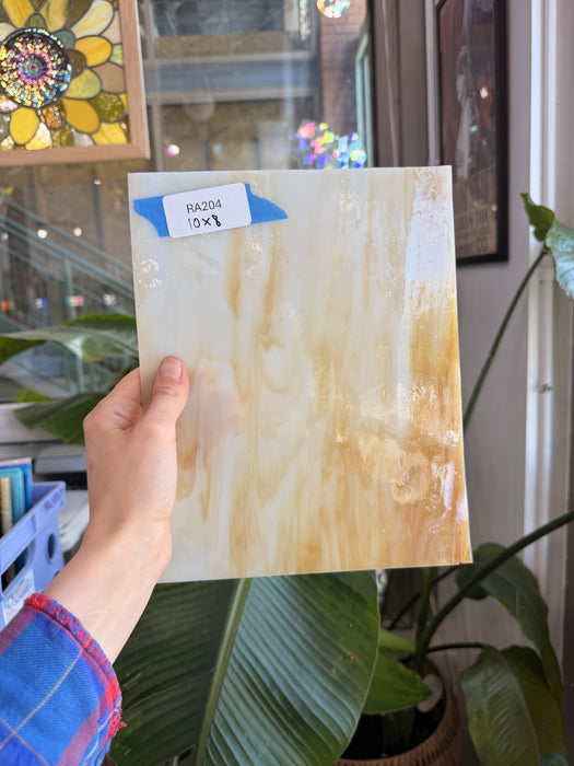 Cream Amber Opal Kokomo Sheet Glass Kokomo Glass RA204 (10x8in)