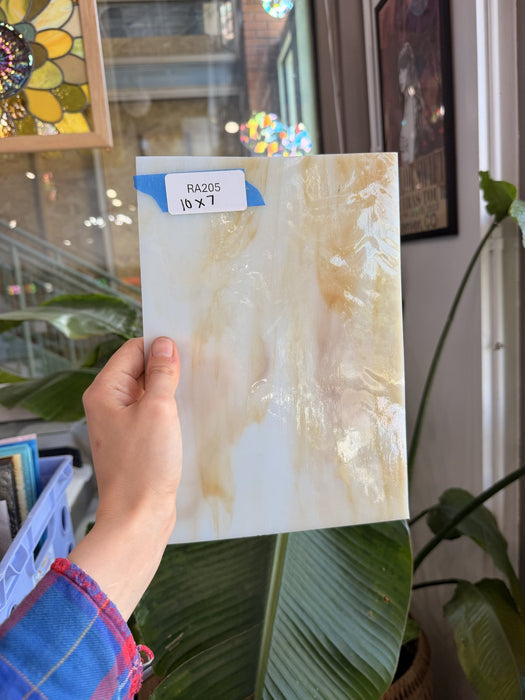 Cream Amber Opal Kokomo Sheet Glass Kokomo Glass RA205 (10x7in)