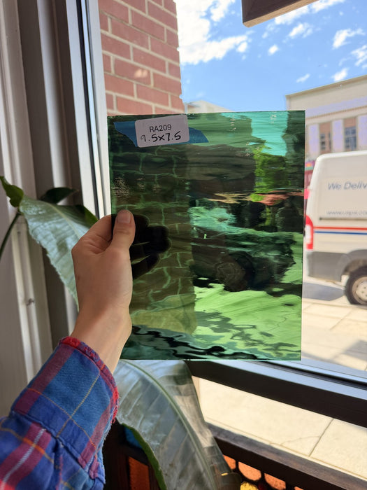 Olive Sea Green Mixed Wispy Oceanside Fusible 96 COE Fusible Sheet Glass Oceanside Glass