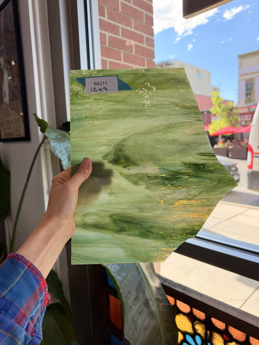 Congo Mixed Green Oceanside Fusible 96 COE Fusible Sheet Glass Oceanside Glass