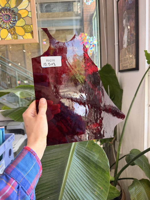Red Transparent Kokomo Sheet Glass Kokomo Glass RA216 (10.5x8in)
