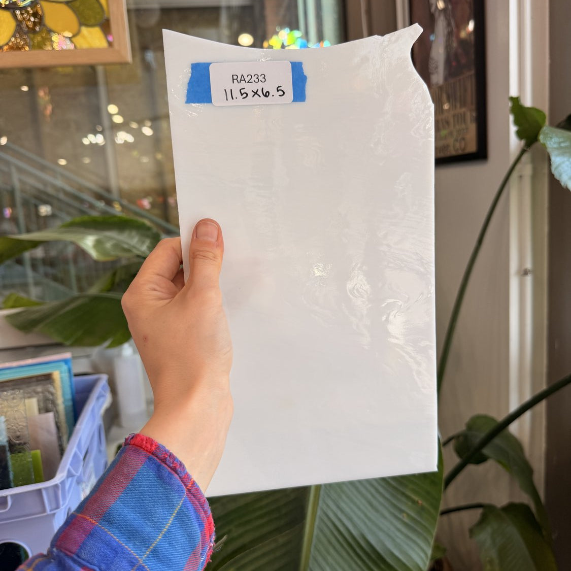 White Wispy Spectrum Sheet Glass Spectrum Glass RA233 (11.5x6.5in)