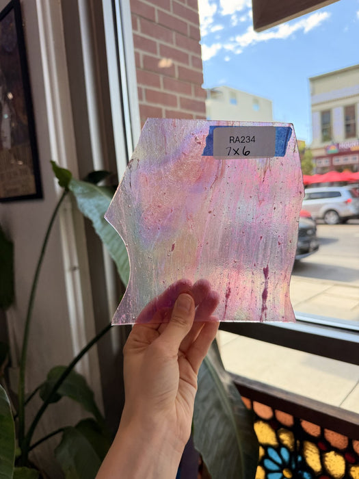 Pink Textured Iridescent Armstrong (score line accounted for) Sheet Glass Armstrong Glass