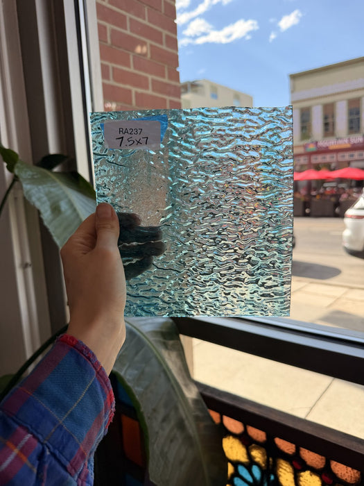 Clear Blue Rippled Sheet Glass Colorado Glassworks