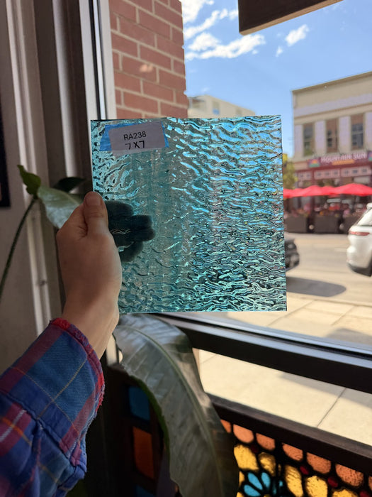 Clear Blue Rippled Sheet Glass Colorado Glassworks