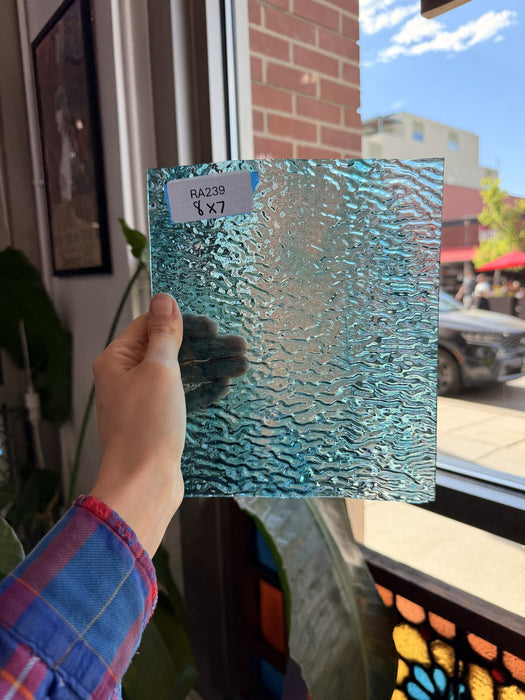 Clear Blue Rippled Sheet Glass Colorado Glassworks