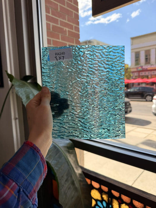 Clear Blue Rippled Sheet Glass Colorado Glassworks
