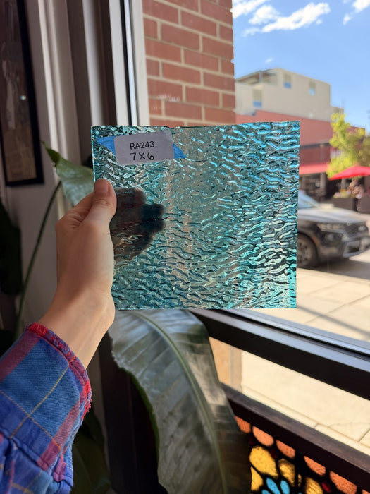 Clear Blue Rippled Sheet Glass Colorado Glassworks