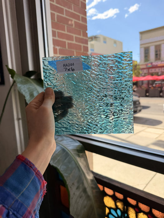 Clear Blue Rippled Sheet Glass Colorado Glassworks