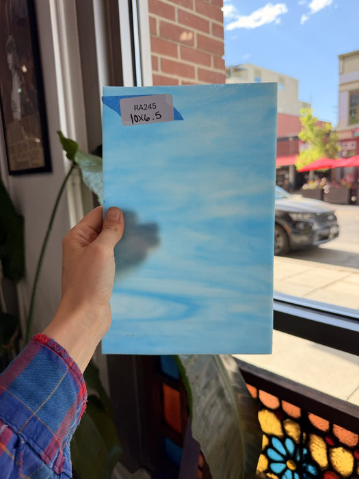 White Blue Wispy Sheet Glass Colorado Glassworks