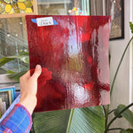Red Transparent Textured Bullseye Fusible Sheet Glass Bullseye Glass RA247 (12x10.5in)
