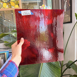 Red Transparent Textured Bullseye Fusible Sheet Glass Bullseye Glass RA247 (12x10.5in)