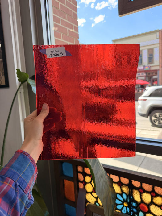 Red Transparent Textured Bullseye Fusible Sheet Glass Bullseye Glass