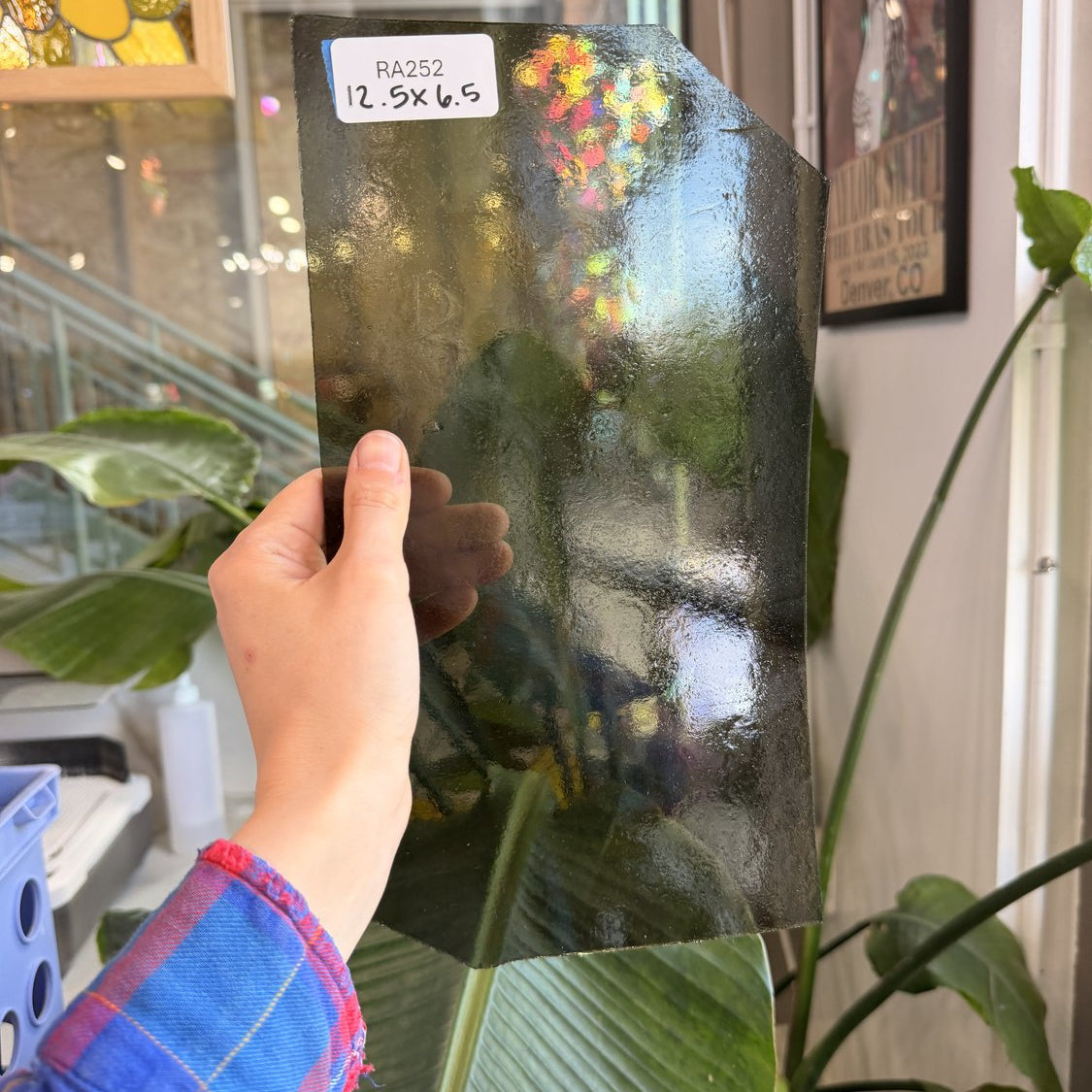 Transparent Olive Green Brown Sheet Glass Colorado Glassworks RA252 (12.5x6.5in)